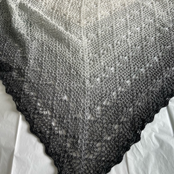 Handmade Crochet Gradient Gray Soft Shawl.